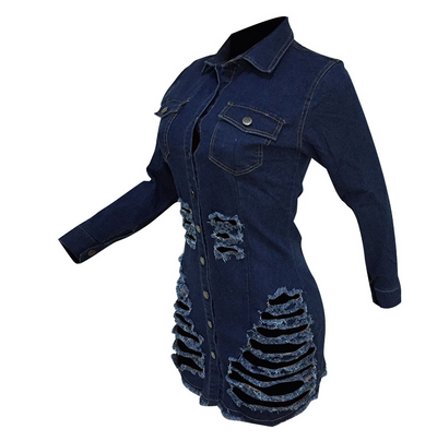 Vestido Denim Desgarrado - Estilo Casual Desenfadado - Image 6