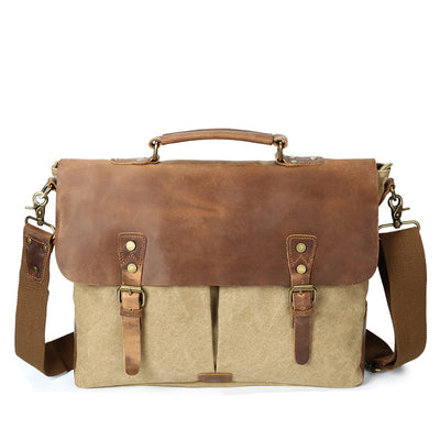 Bolsa Mensajero de Lona para Hombre con Cuero Vintage - Estilo Retro - Image 5