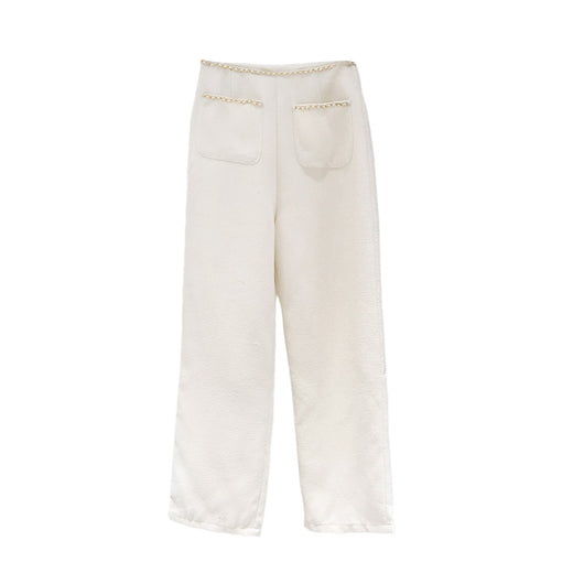 Pantalón Palazzo Cintura Alta Estilo Francés con Cadena Decorativa - Image 2