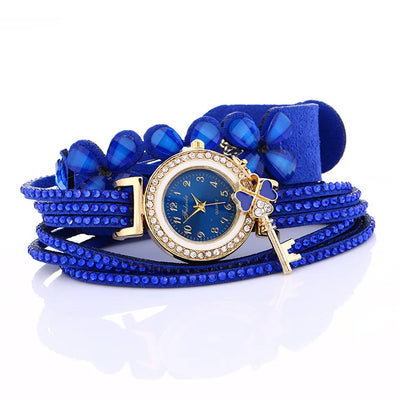 Reloj Pulsera de Cristal y Strass Dorado - Image 8