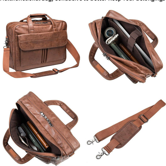 Bolsa Mensajero de Cuero para Hombre con Compartimento para Notebook - Image 3