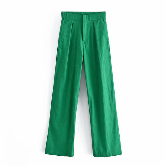 Pantalones Rectos Talle Alto de Color Liso - Cómodos y Versátiles - Image 4