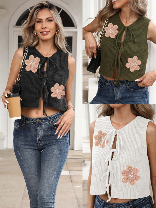Chaleco Cardigan Mujer con Lazada y Encaje - Image 18