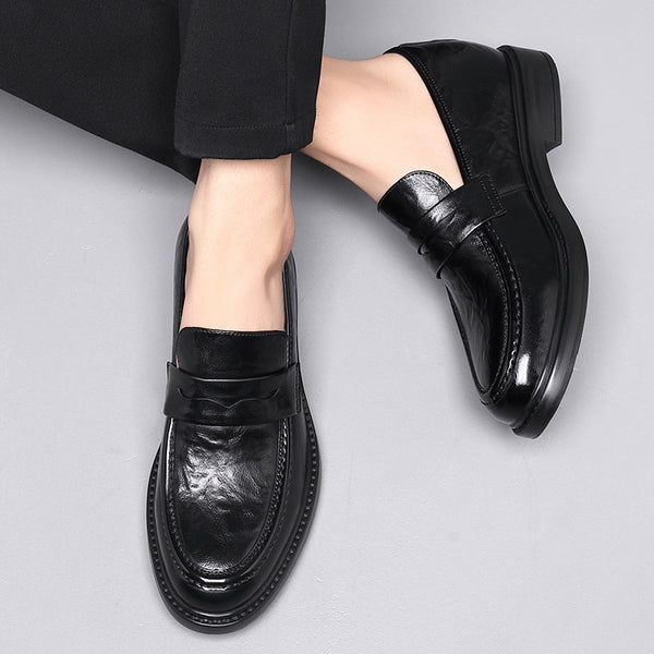 Zapatos de Cuero Slip-On Elevados para Negocios Casuales
