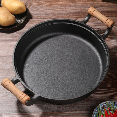 Olla de Hierro Fundido 31cm Gruesa con Asas Dobles Sin Recubrimiento