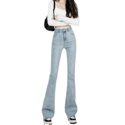 Jeans Acampanados Azul Claro Cintura Alta Reductores Efecto Mopping - Image 5