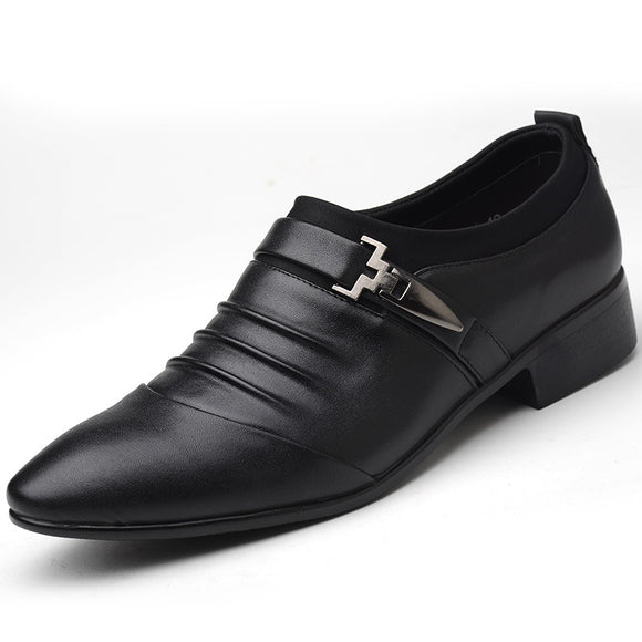 Zapatos Casuales de Negocios Estilo Británico Punta Afilada Tallas Grandes