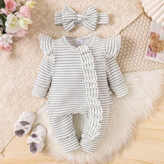 Traje Infantil a Rayas con Volantes y Manga Larga - Image 7