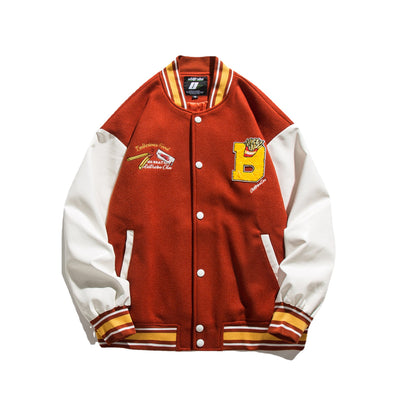 Chaqueta de Béisbol Holgada Unisex con Bordado de Papas Fritas - Image 2