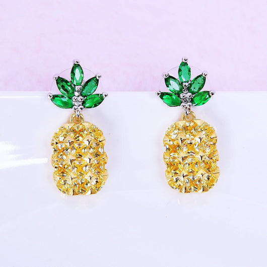 Conjunto de Aretes y Collar Piña Cristal con Árbol de Coco - Image 4