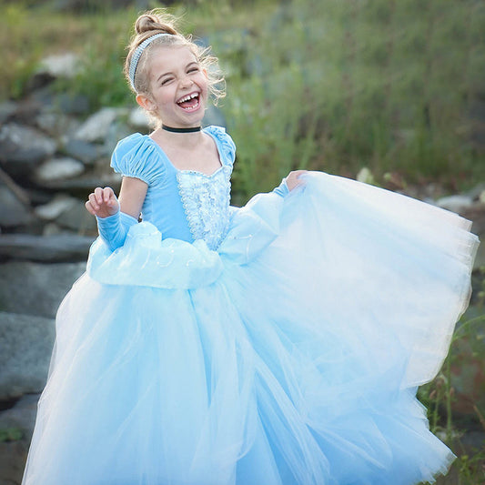 Vestido Princesa con Falda de Tul Azul