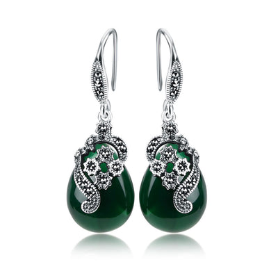 Aretes de Calcedonia Verde Vintage - Image 3