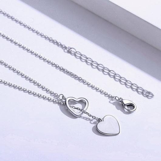 Collar Doble Corazón en Plata Esterlina - Image 3