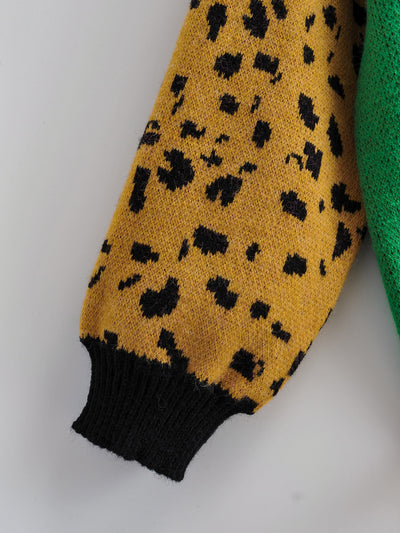 Suéter Tejido Jacquard con Contraste y Acolchado - Cuello Redondo - Image 4