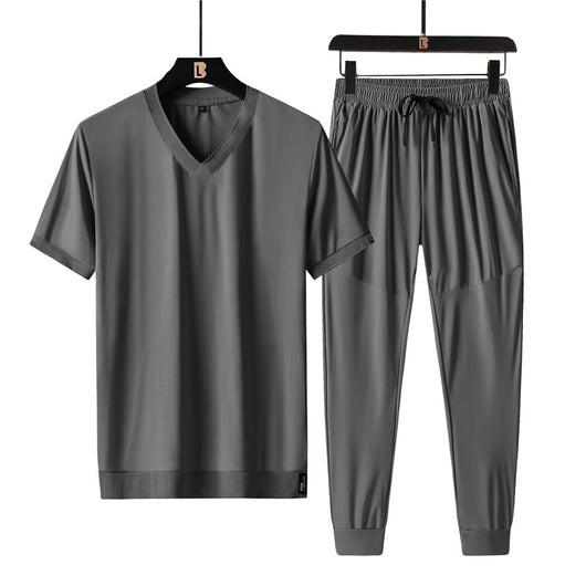 Camiseta Deportiva Hombre Talla Grande Cuello V Seda de Hielo Manga Corta - Image 5