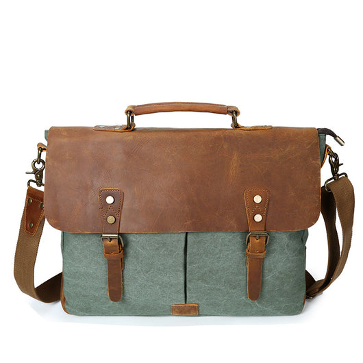 Bolsa Mensajero de Lona para Hombre con Cuero Vintage - Estilo Retro - Image 7