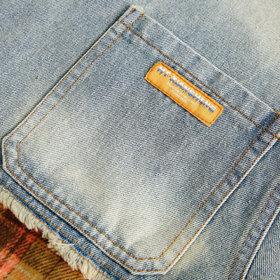 Camisa de Cuadros Holgada con Costuras Artesanales Estilo Retro Americano - Image 3