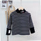 Camisa Base Rayas con Cuello Alto y Bordado Personalizado
