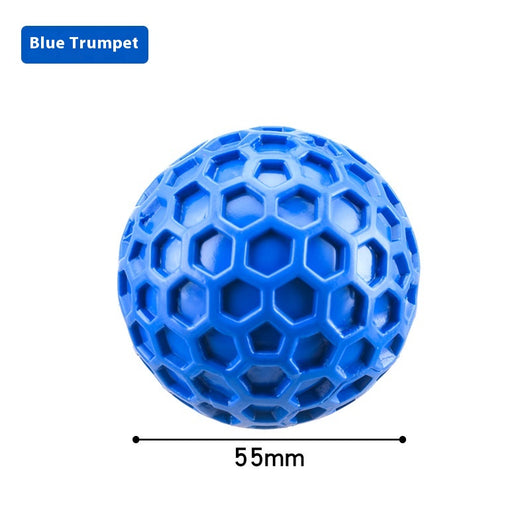 Red 65mm dog toy ball with a textured honeycomb surface, designed for vocalization, bite-resistance, and molar relief. - Image 8