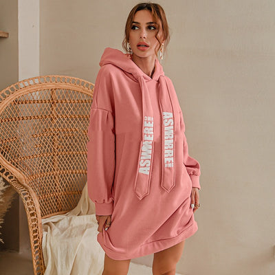 Sudadera Vestido Hip Hop con Capucha y Estampado de Letras - Image 10