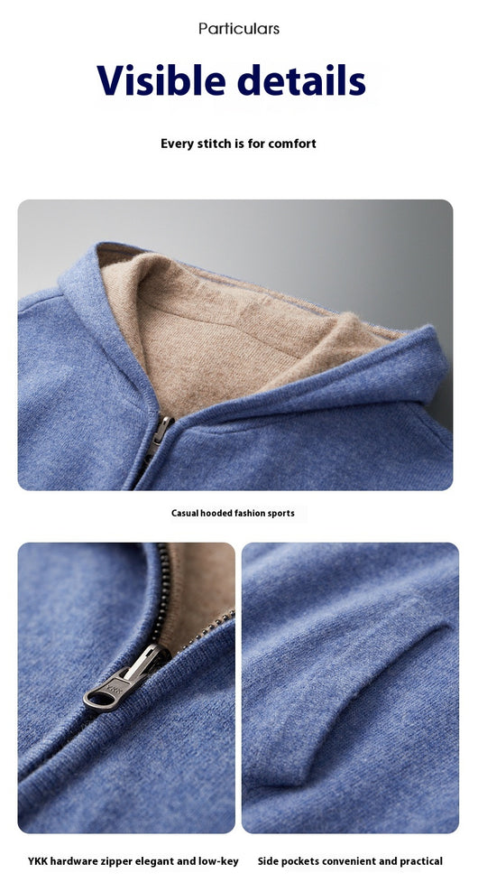 Cardigan Cashmere con Capucha y Cierre de Doble Cara para Hombre - Image 27