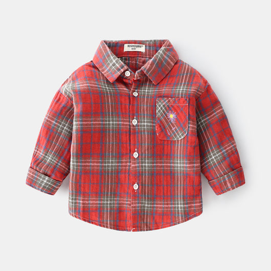 Camisa de Cuadros Infantil con Solapa - Manga Larga para Niños - Image 14