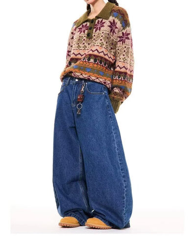 Pantalones Vaqueros Retro de Cintura Alta Recta y Pierna Ancha para Hombre - Image 11