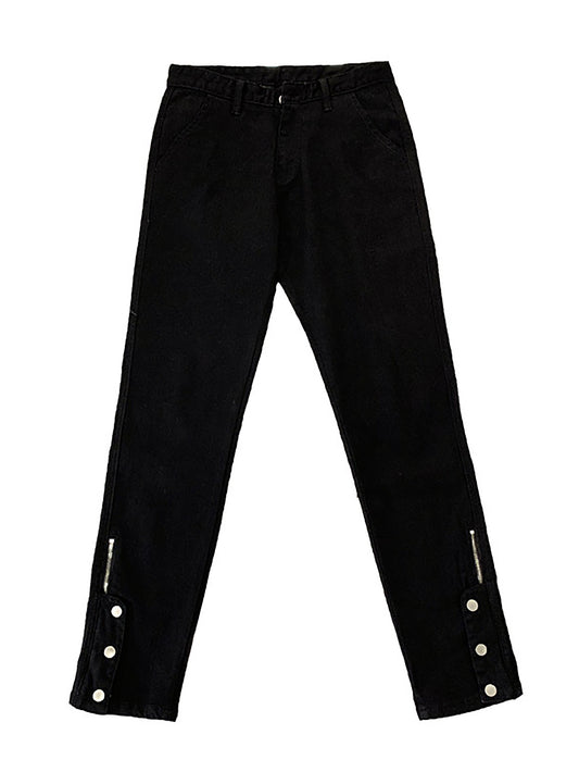 Jeans Negros de Corte Recto con Detalles de Herraje Moderno - Image 2