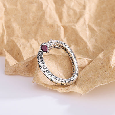 Anillo de Plata 925 Estilo Industrial Retro con Diamante Rojo para Mujer - Image 8