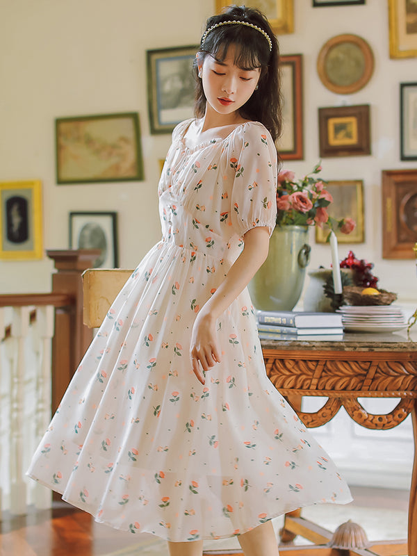 Vestido de Verano Chiffon Floral Romántico para Mujer