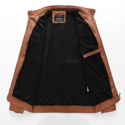 Chaqueta de Cuero PU con Forro de Terciopelo para Hombre Talla Grande - Image 7