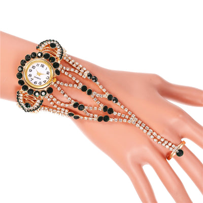 Reloj Pulsera Mujer con Cadena de Diamantes y Garra de Cristal