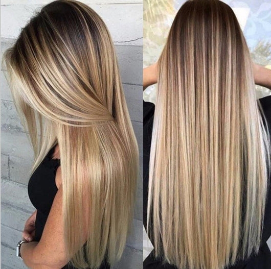 Peluca Larga Recta con Degradado de Color para Mujer