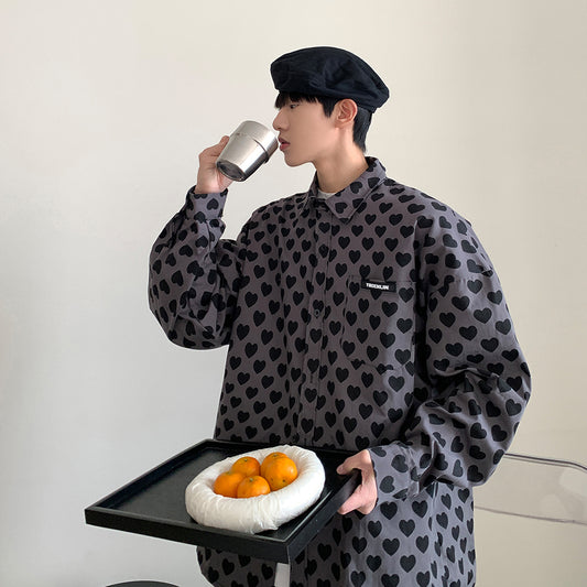 Camisa Manga Larga Estampado Corazón Hombre Fit Relajado - Image 2