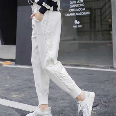 Pantalones Harem Tejidos Cómodos con Encaje de Lino y Grosor Premium - Image 4