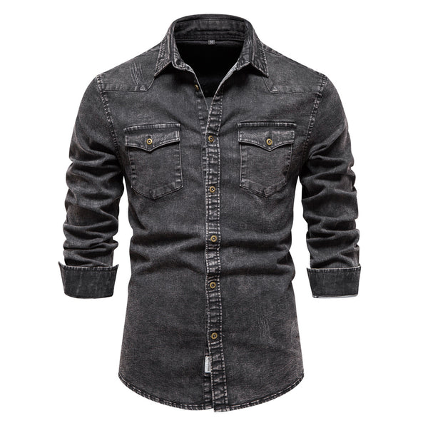 Camisa de Mezclilla para Hombre Resistente con Lavado Industrial