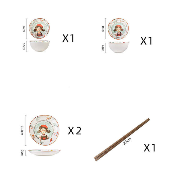 Juego de Platos para Arroz de Cerámica con Diseño de Cuento de Hadas