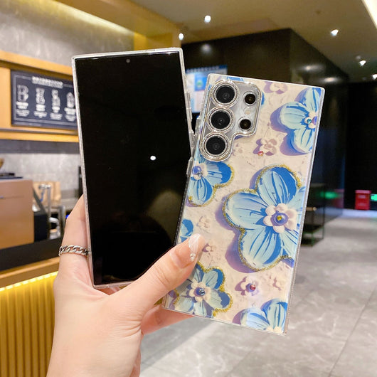 Funda para Celular con Diseño Floral de Diamantes y Protección de Lente - Image 23
