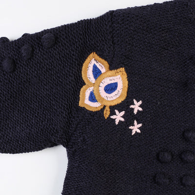Cardigan Suelto de Punto con Bordado de Dibujos Animados para Mujer - Image 5