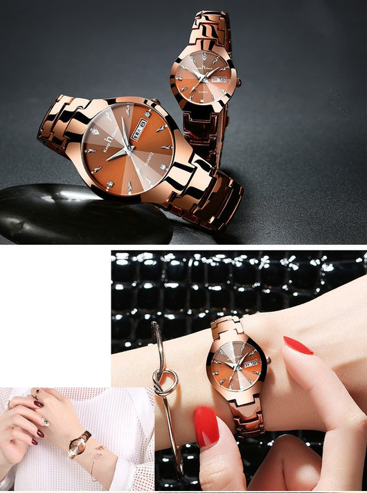 Reloj de Pareja Luminoso con Calendario - Cuarzo Elegante - Image 18