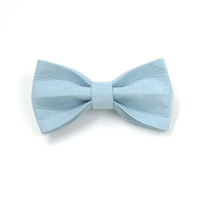 Collar y Correa para Mascotas Terciopelo Azul Claro con Hebilla Negra y Moño - Image 5