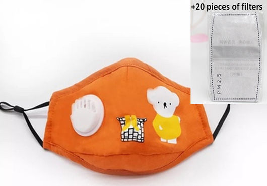 Mascarilla Infantil de Algodón con Válvula PM2.5 para Primavera y Otoño - Image 28