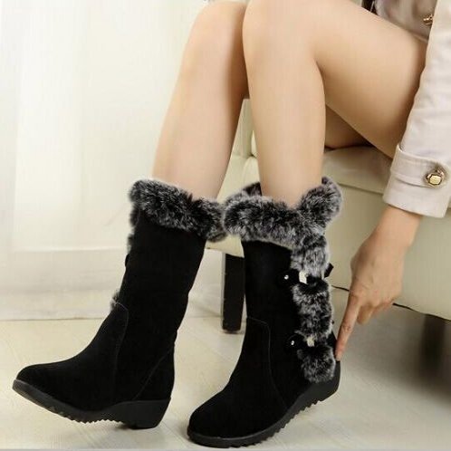 Botas de Invierno Caña Media con Pelaje Sintético - Comodidad Cálida para Mujer