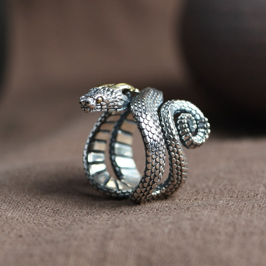 Anillo de Serpiente Retro Plateado Personalizado - Image 4