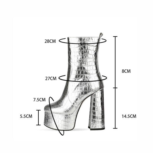 Botas de Tacón Alto con Textura Metálica y Patrón en Piedra - Image 2