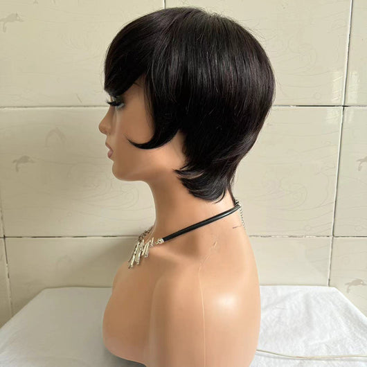 Peluca Corta Recta para Mujer con Cabello Humano Real - Image 3