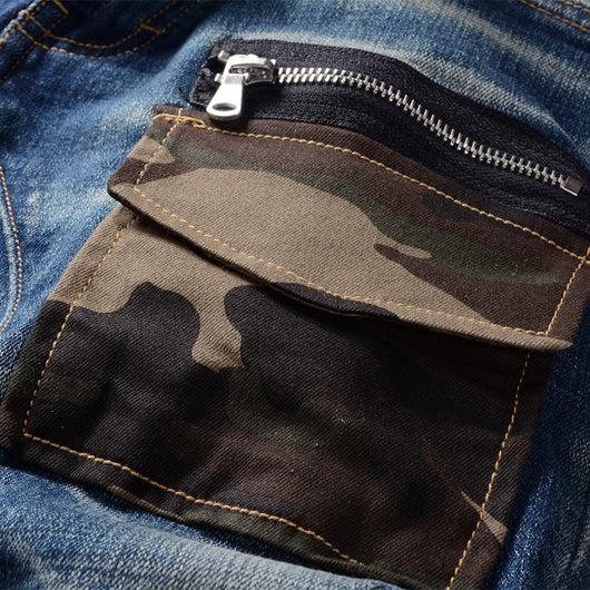 Jeans Slim Vintage Rotos con Parches para Hombre - Image 13