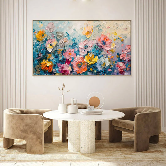 Cuadro al Óleo Pintado a Mano Rosas Flores Lienzo Grande Decoración Hogar - Image 4