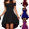 Vestido Asimétrico con Falda Volante y Manga Corta