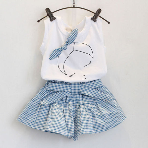 Conjunto Blusa con Moño + Falda a Cuadros